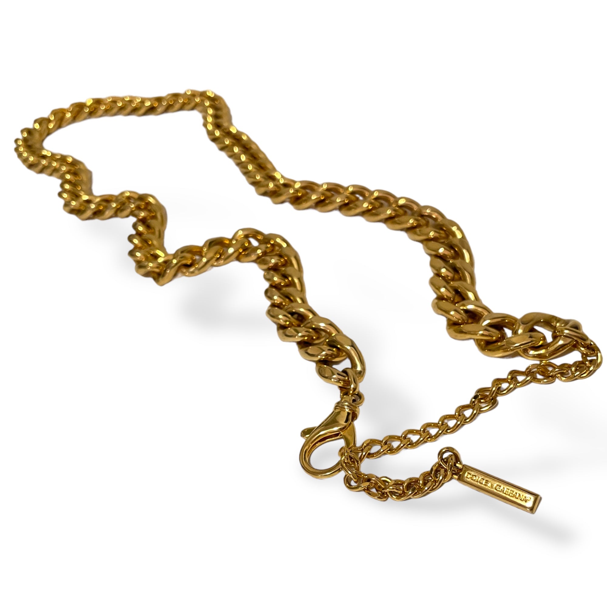 DOLCE & GABBANA Gold-Tone Miami Cuban Chain Belt |Size: 39”|