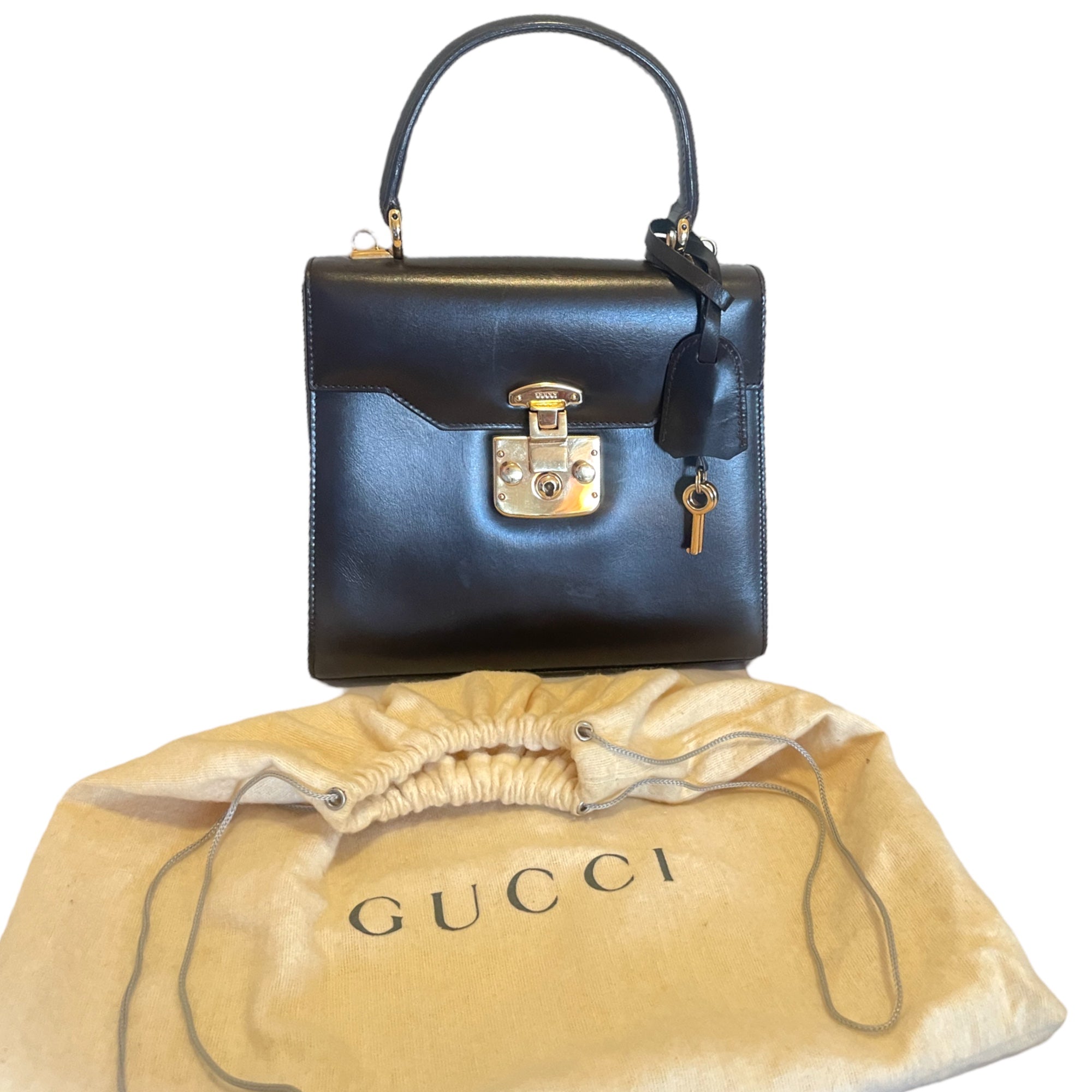 GUCCI Lady Lock Leather 2-Way Vintage Handbag