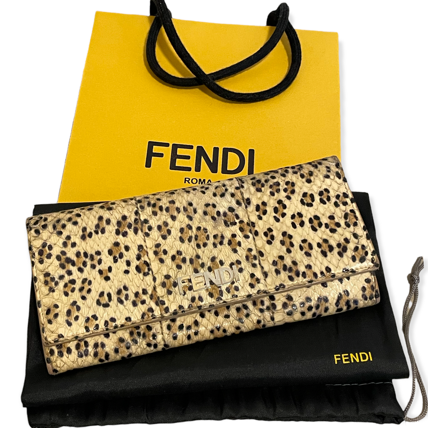 Super RARE Vintage Fendi Python Leopard Print Wallet