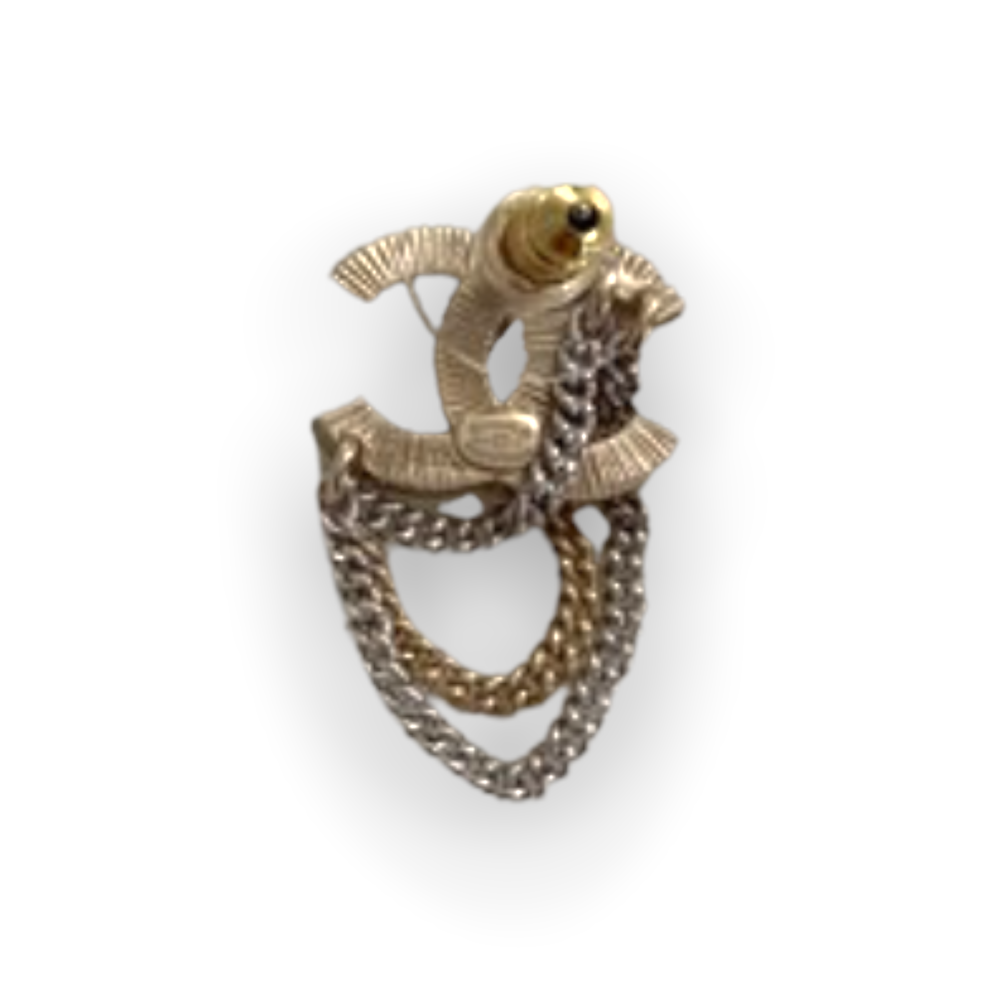 Chanel Gold & Mixed Metal Chain CC Logo & Crystals Studded Earrings