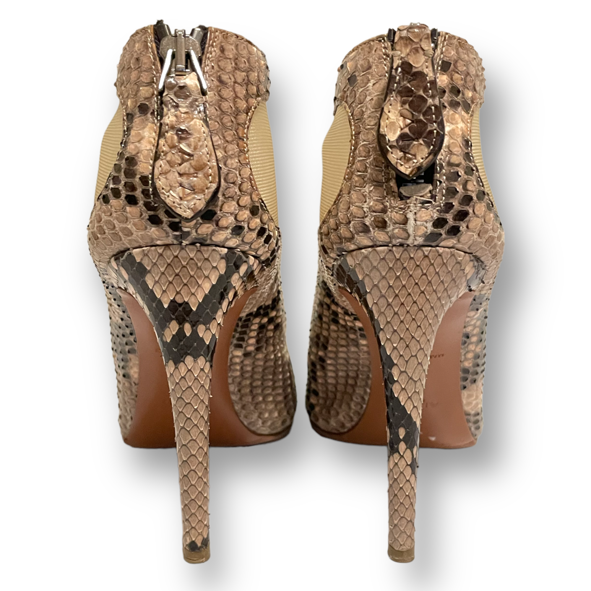 ALAÏA PARIS Mesh & Genuine Snakeskin Print Ankle Booties |Size: EU38|