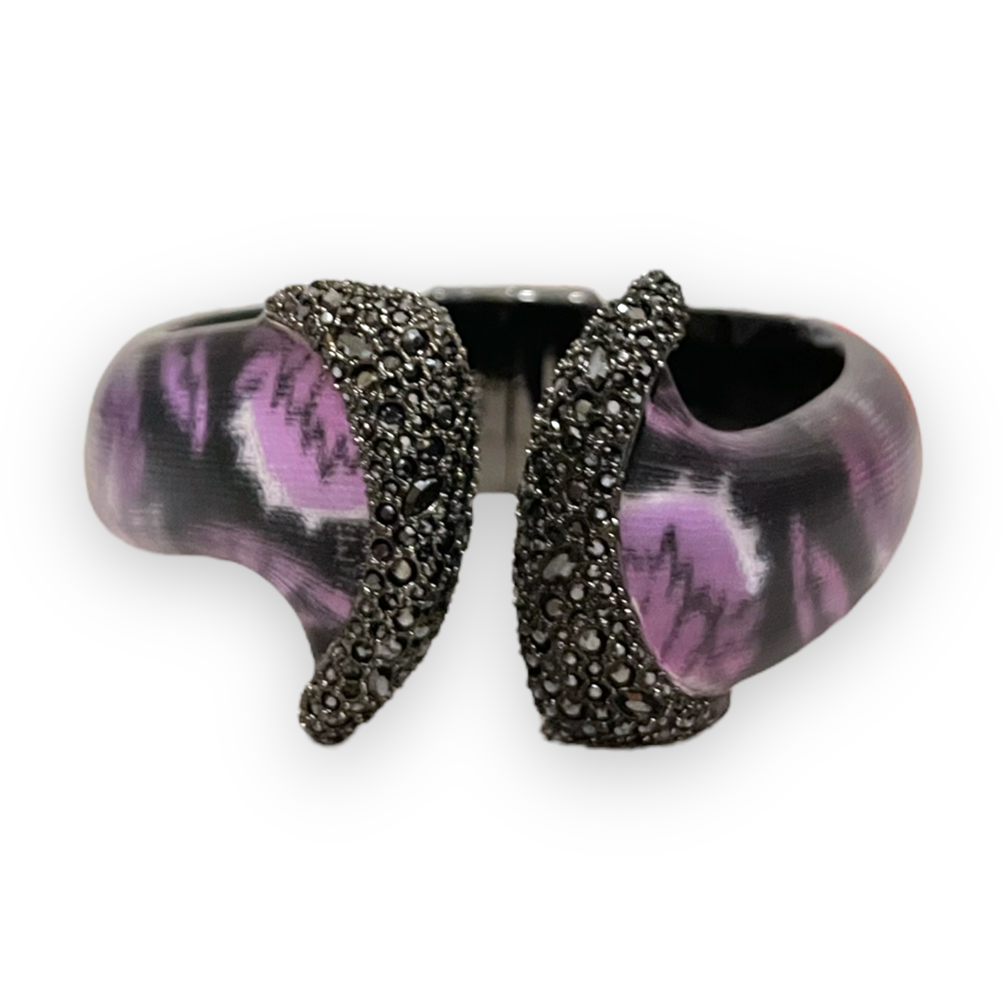 ALEXIS BITTAR Black Crystal & Hand Crafted Lucite Hinge Cuff