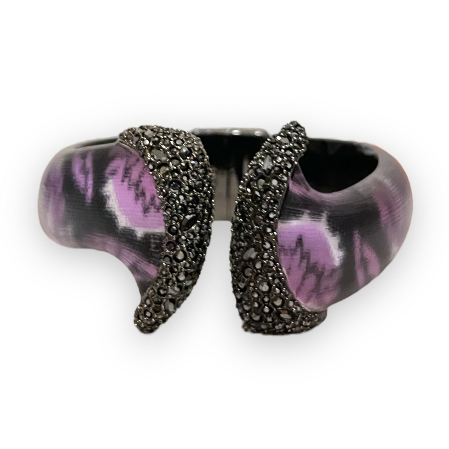ALEXIS BITTAR Black Crystal & Hand Crafted Lucite Hinge Cuff