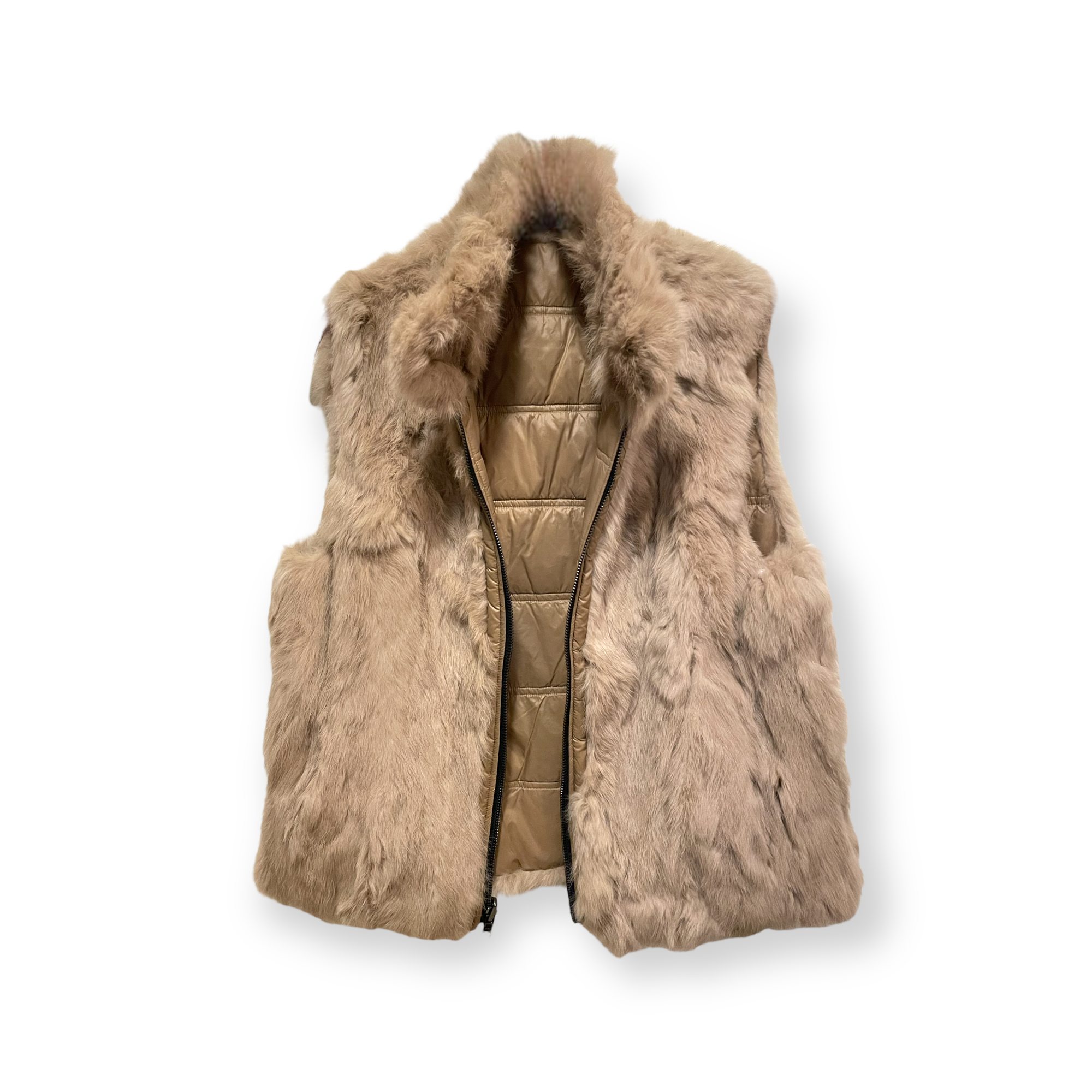 Dolce Cabo Brown Rabbit Fur Vest Size XL