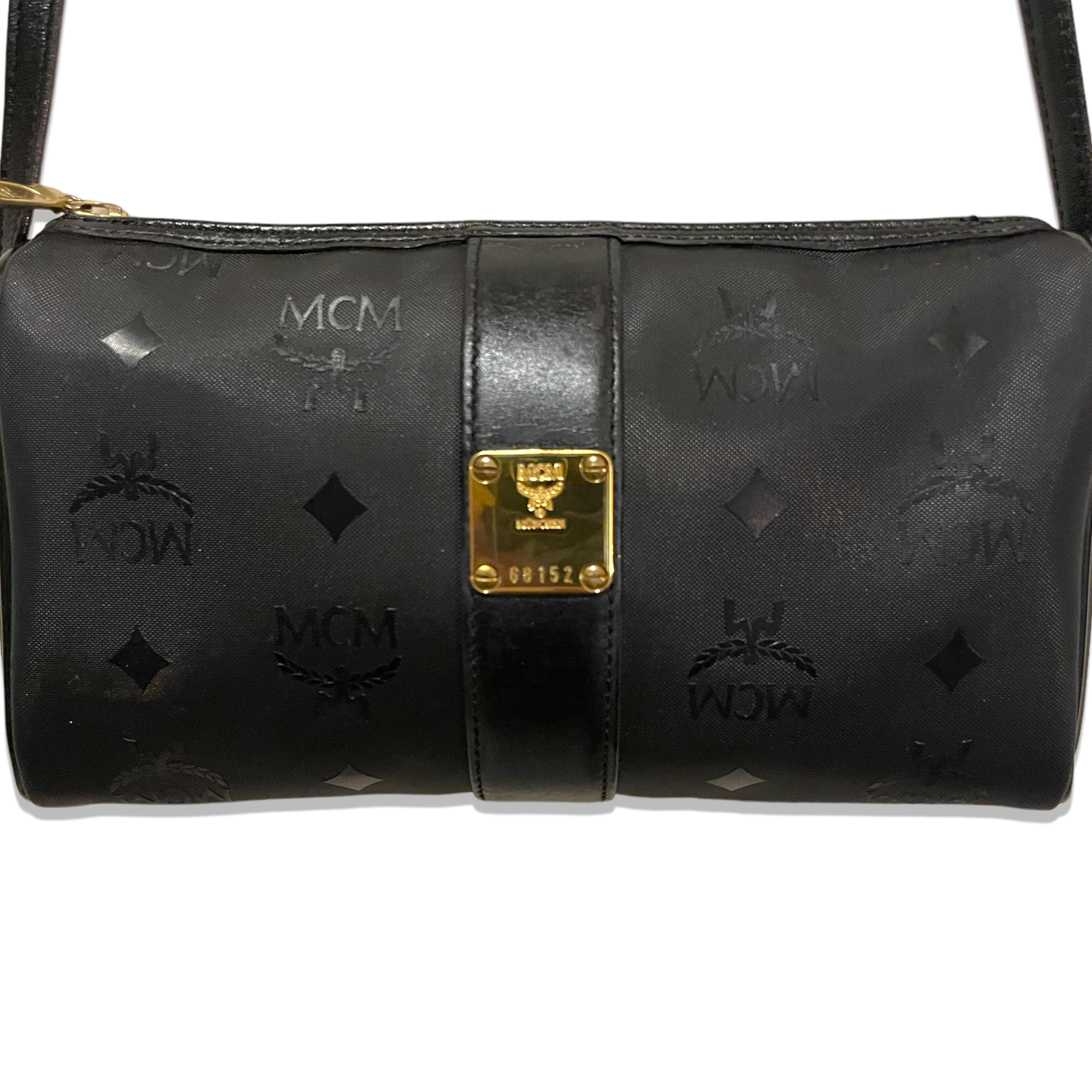 MCM Visetos PVC & Leather Vintage Shoulder/Crossbody Bag Black Monogram Bag