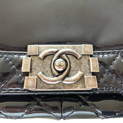 Chanel Reverso Boy Flap Bag Patent Large in Midnight Blue - photo 16 of 20