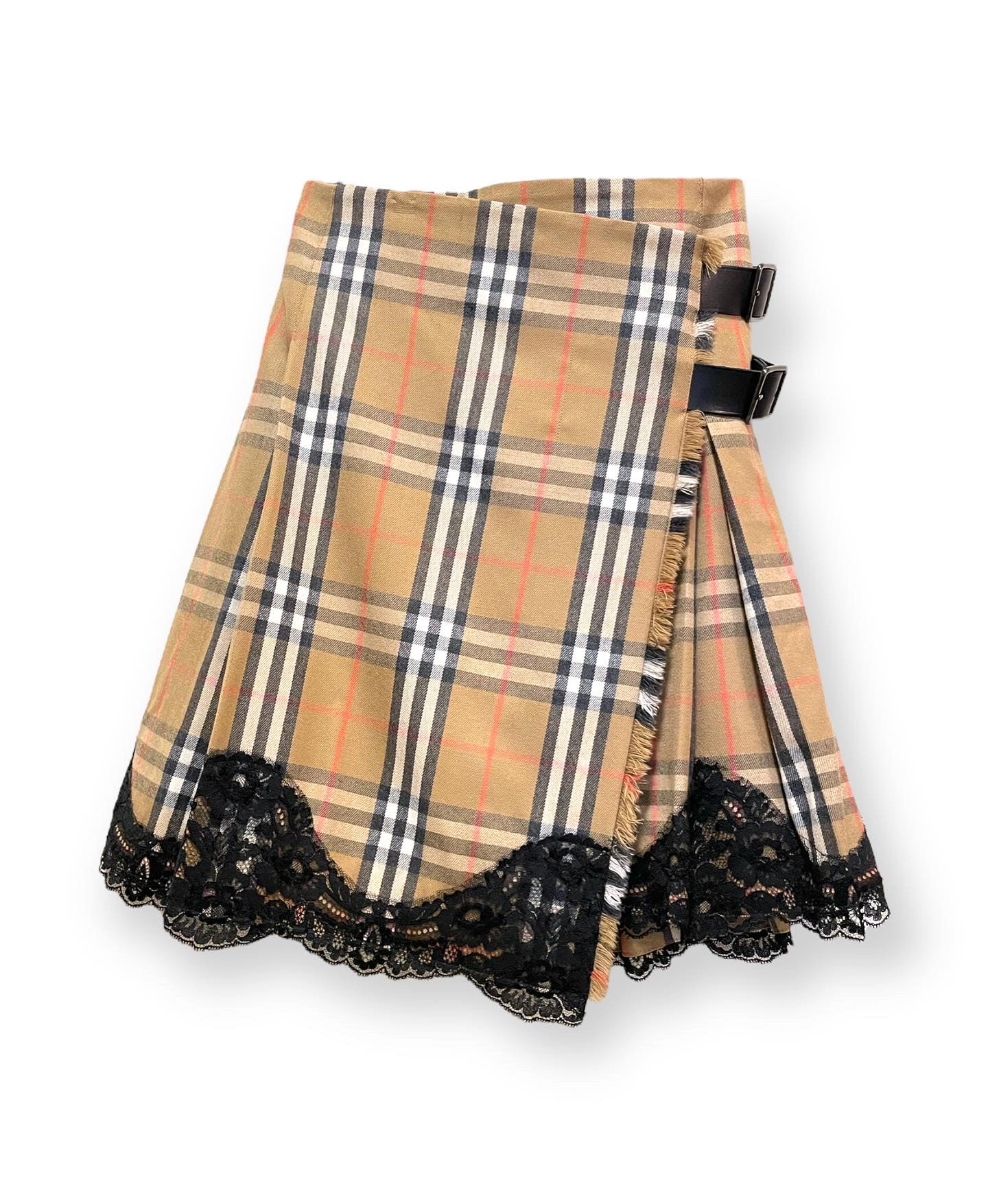 BURBERRY LONDON Brown Beige London Nova Check Plaid Wool Skirt