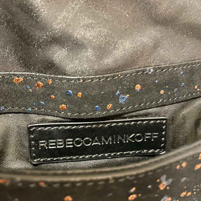 Rebecca Minkoff Black Hardware & Suede Crossbody Bag with Cobalt Blue & Rose Gold Splatter - photo 8 of 11