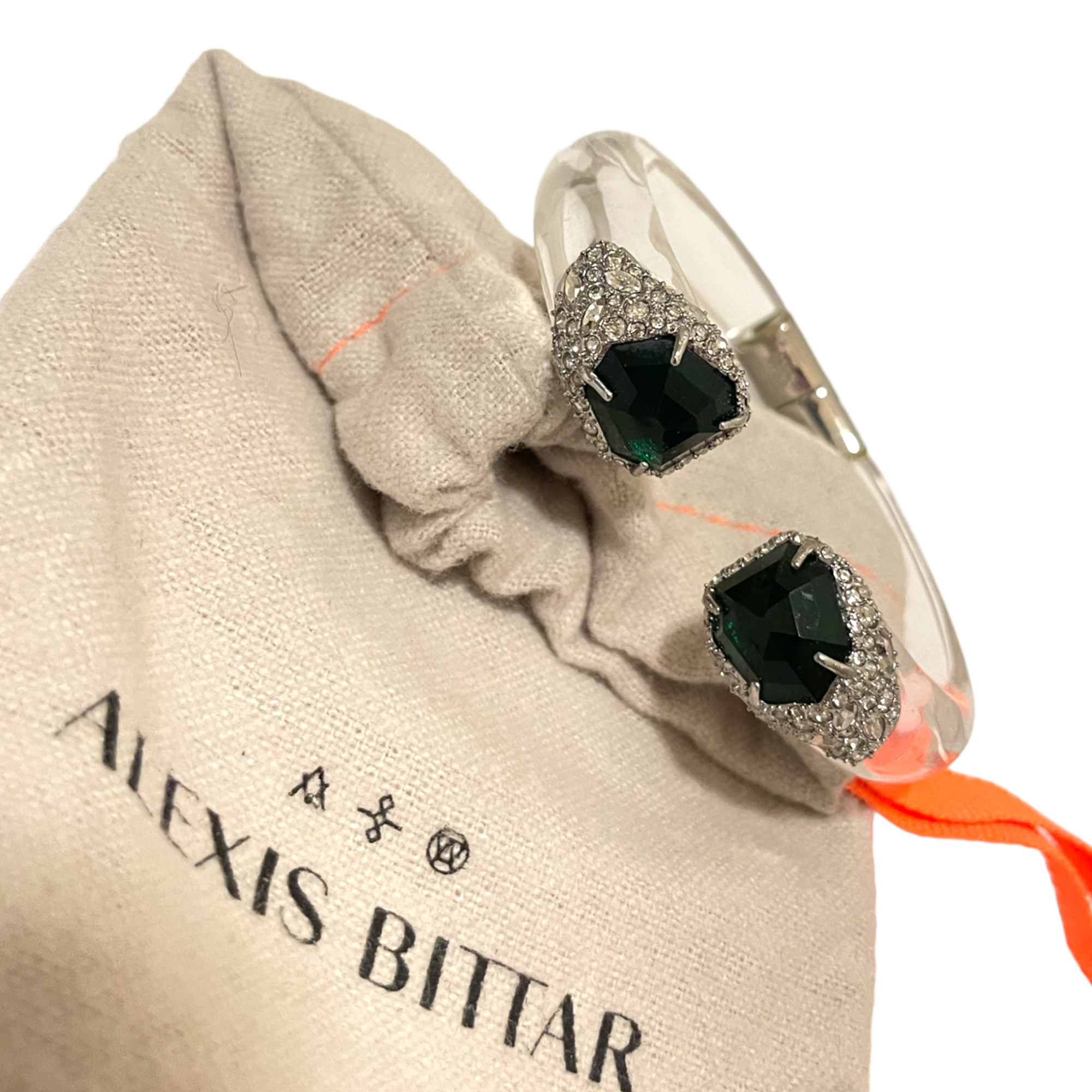 ALEXIS BITTAR Emerald Green, Crystal & Clear Resin Hinge Cuff