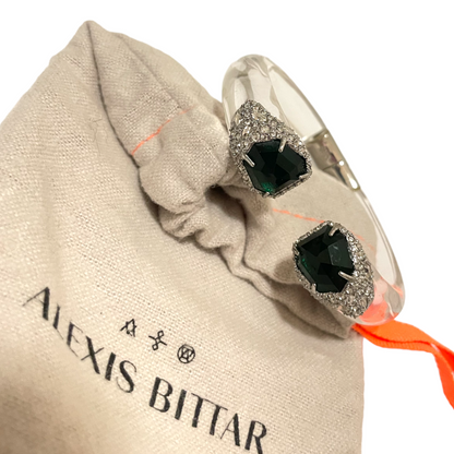 Alexis Bittar Emerald Green, Crystal & Clear Resin Hinge Cuff - photo 9 of 11