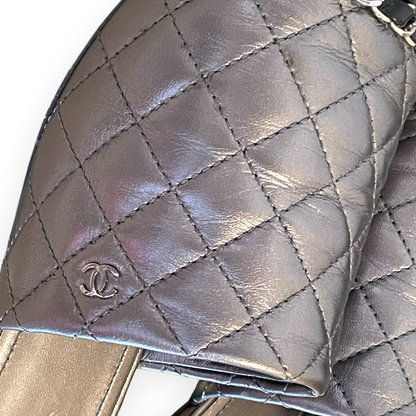 Chanel Iridescent Silver & Black Quilted Lambskin Mules - photo 8 of 10