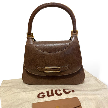 Gucci Vintage Circa 60’s Brown Leather & Gold Braided Top Handle Purse - photo 14 of 14