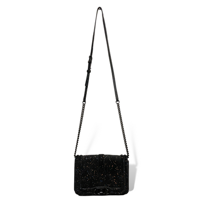 Rebecca Minkoff Black Hardware & Suede Crossbody Bag with Cobalt Blue & Rose Gold Splatter - main product photo