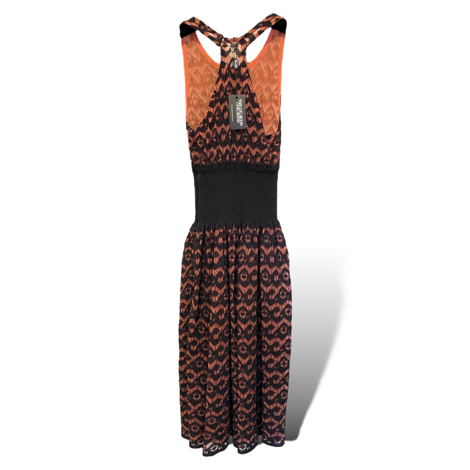 ALAÏA PARIS Orange/Coral & Black STUNNING Crochet Dress