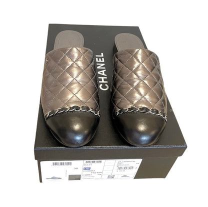 Chanel Iridescent Silver & Black Quilted Lambskin Mules - photo 9 of 10