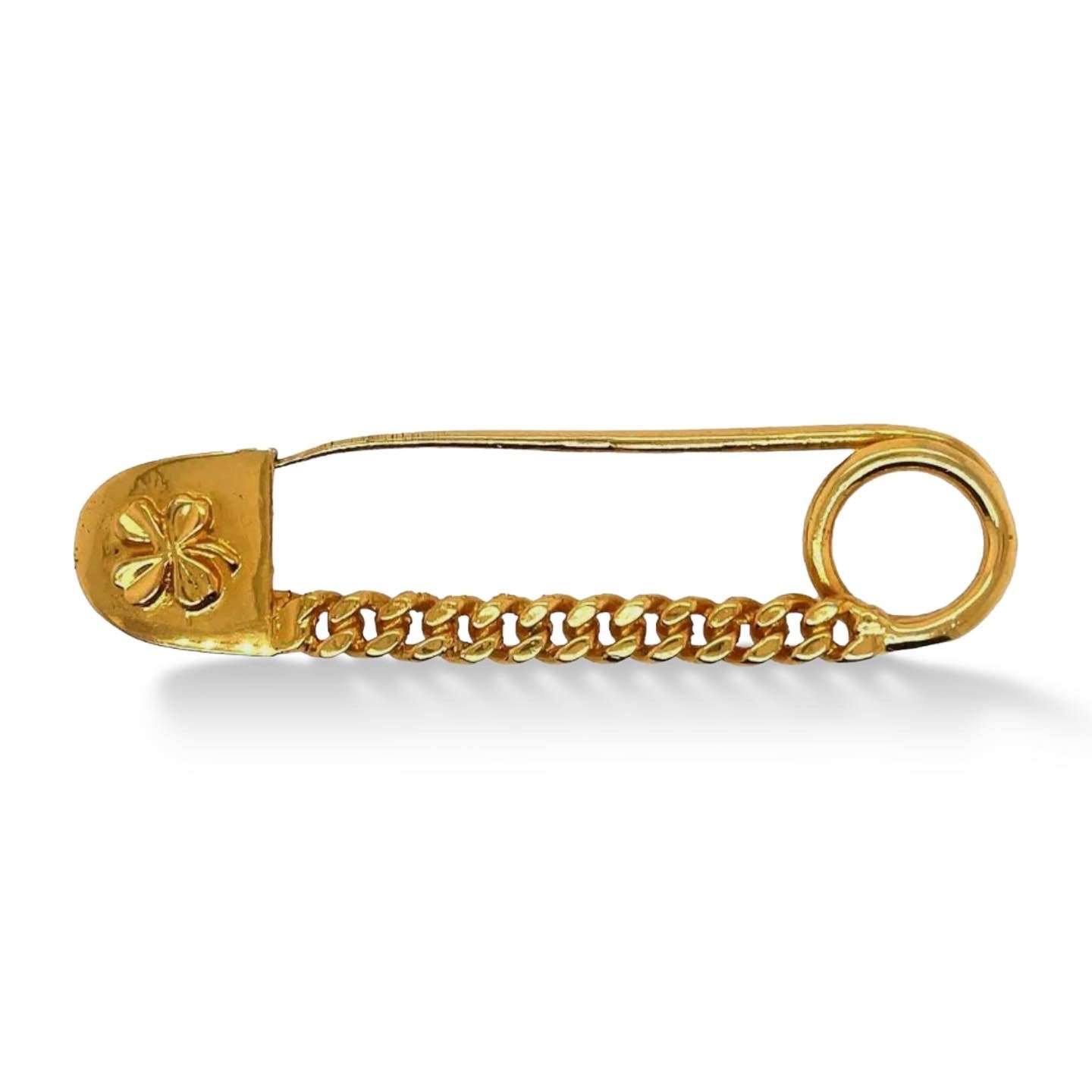 CHANEL Vintage RARE Gold-tone Four Leaf Clover Clothes Pin Brooch