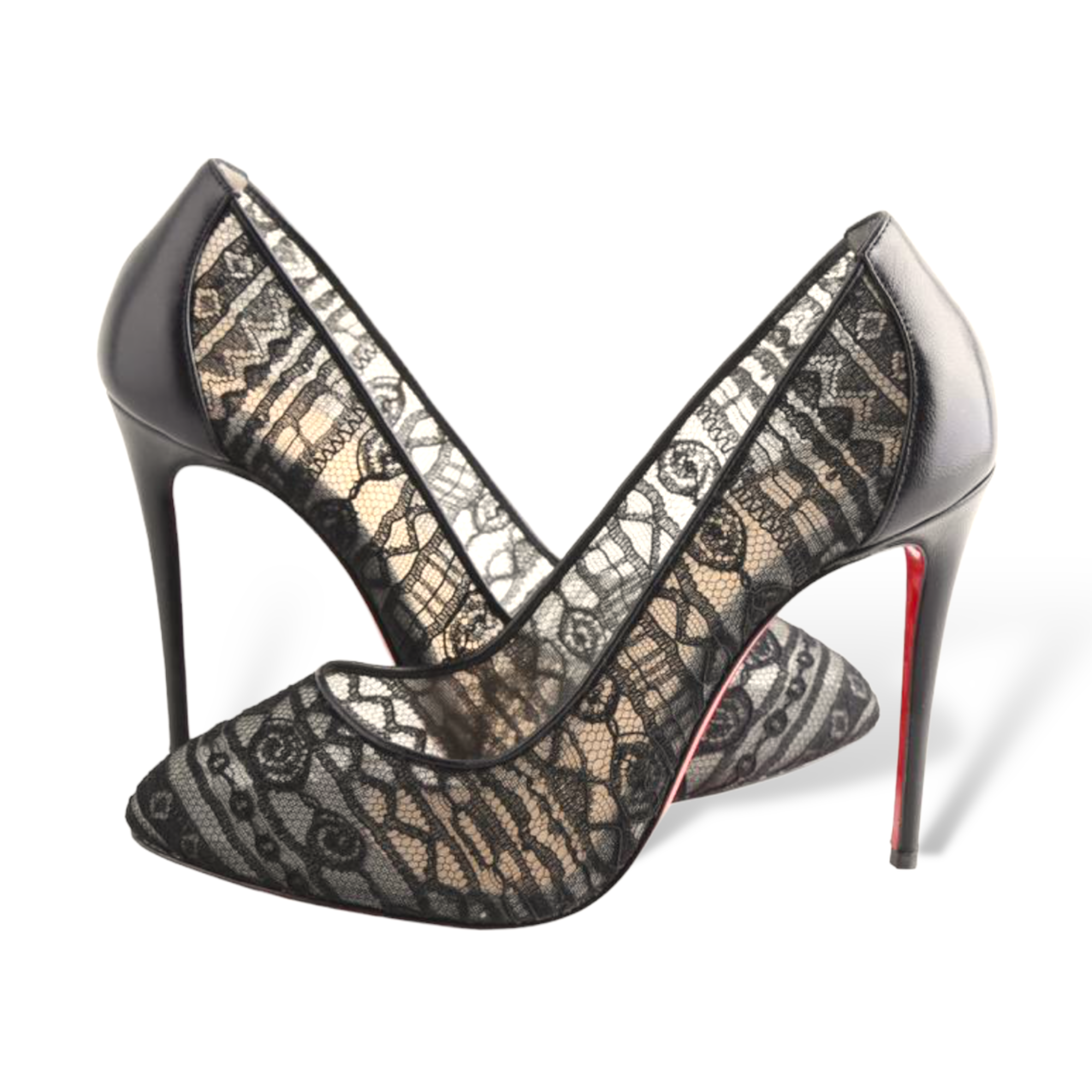 Christian Louboutin Black Dorissima Lace 100 Dentelle Pumps