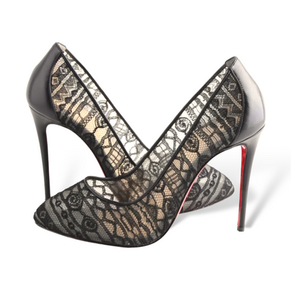 Christian Louboutin Black Dorissima Lace 100 Dentelle Pumps - main product photo