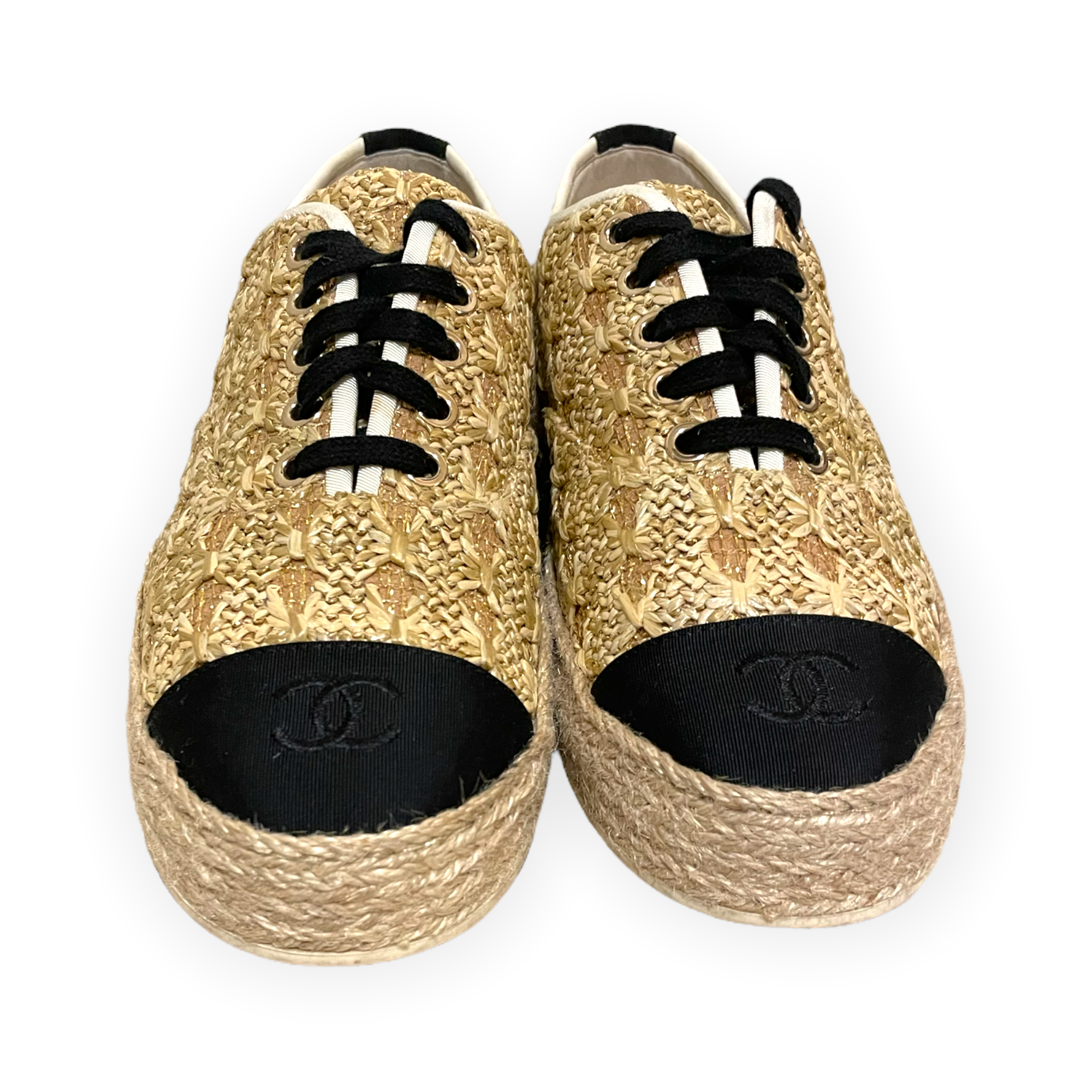 CHANEL 2019 Interlocking CC Logo Espadrille Sneakers