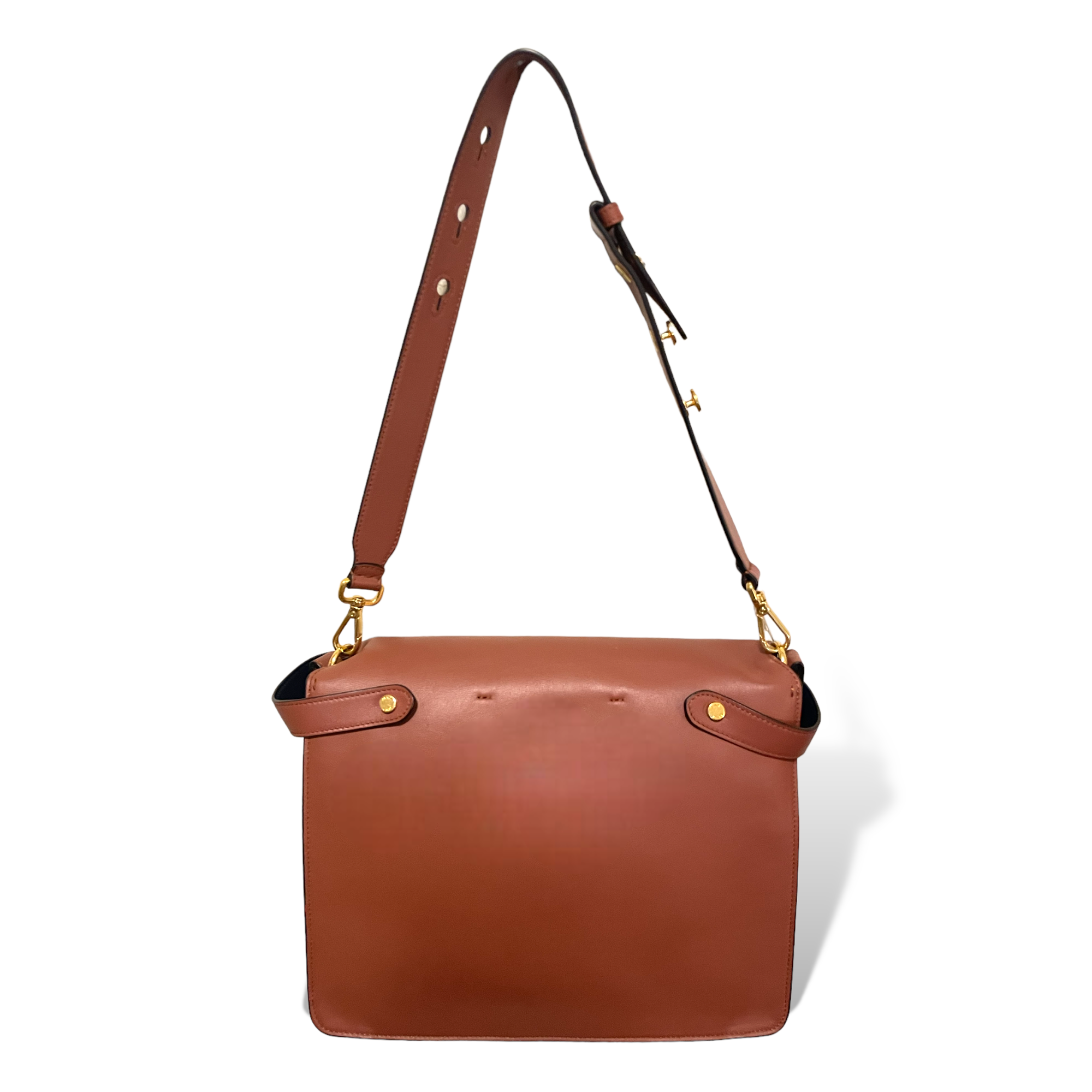 Fendi Kan U Rust Brown Calfskin Leather Large Shoulder Bag