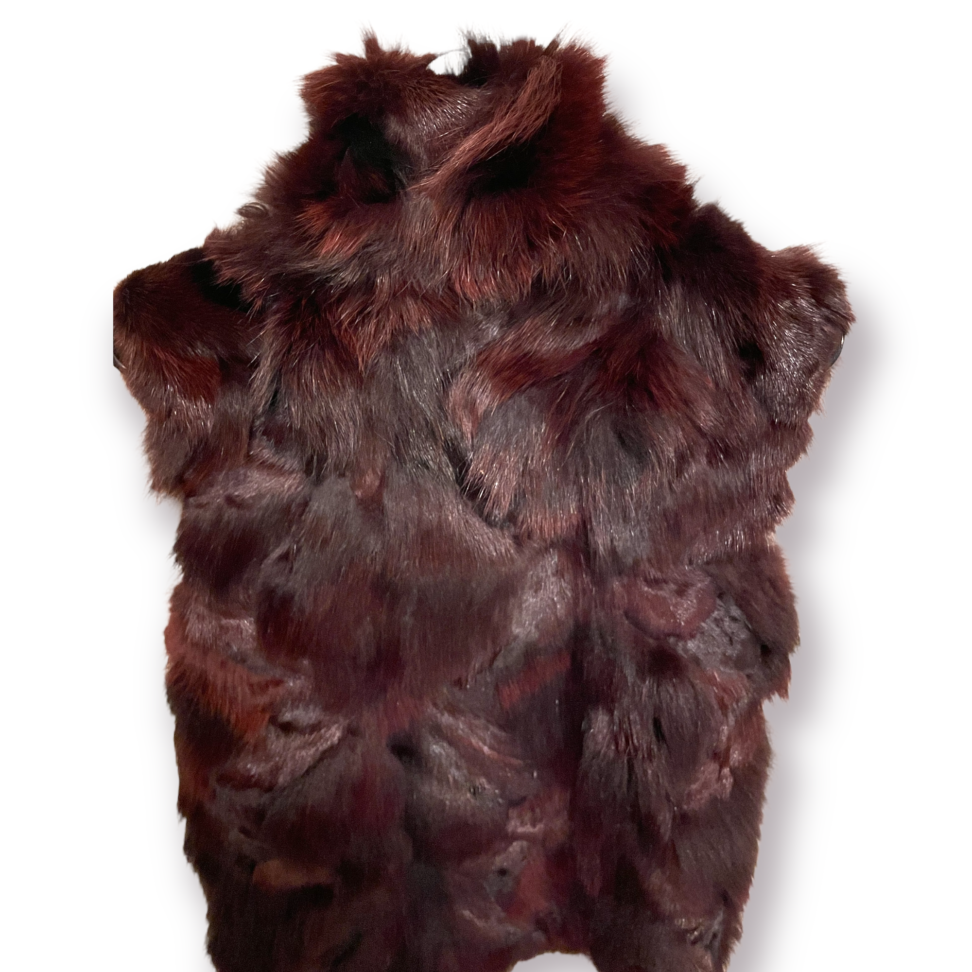 ADRIENNE LANDAU Burgundy Fox Fur Vest |Size: Small|