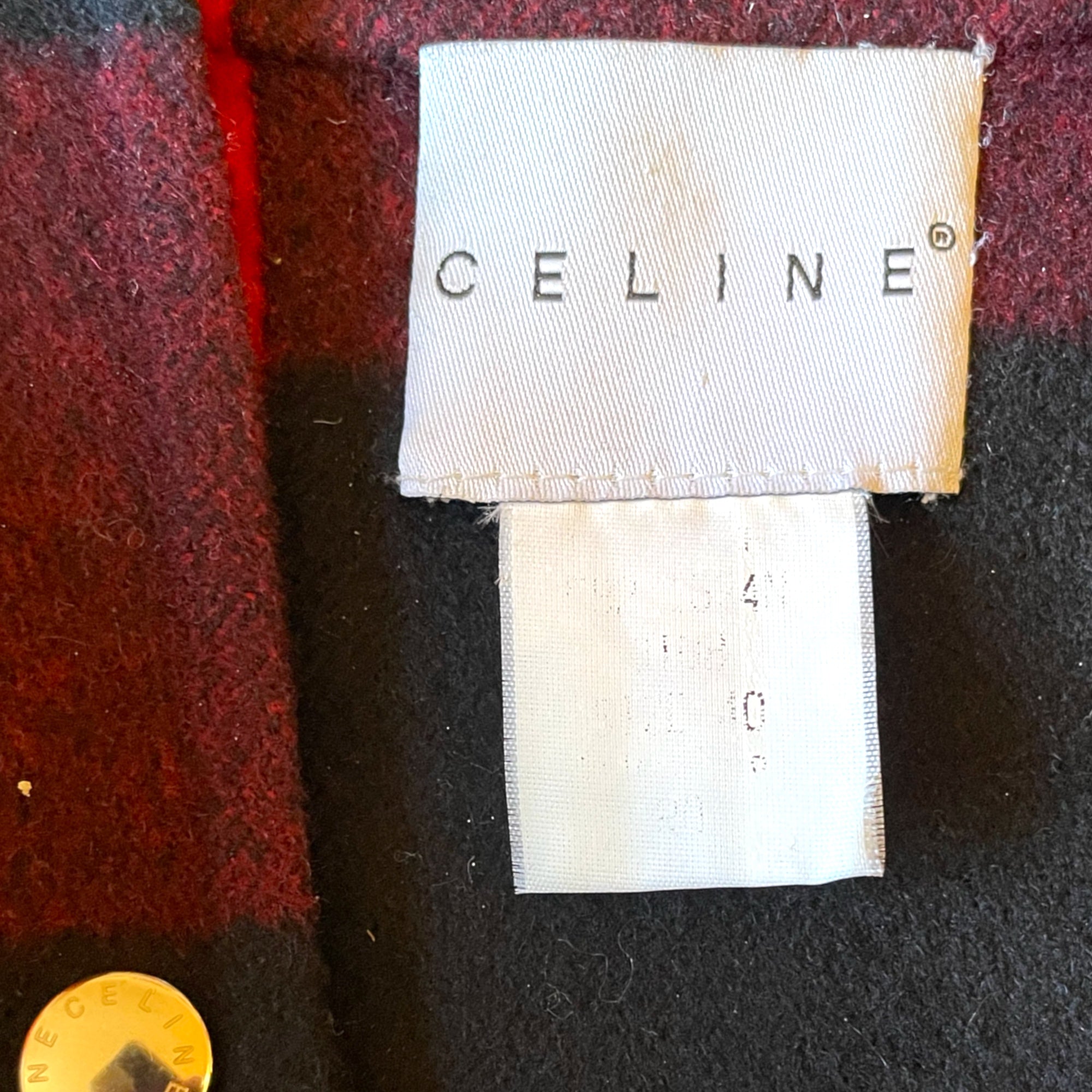CELINE Wool/Cashmere Red & Black Plaid Jacket |Size: 40|
