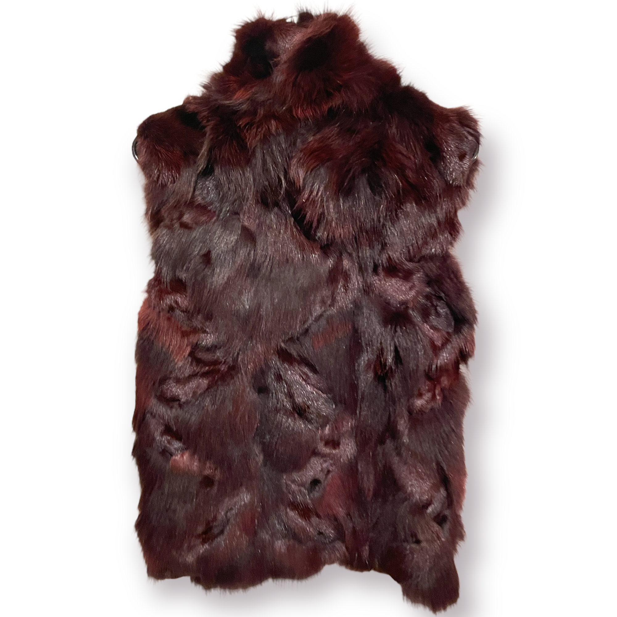 ADRIENNE LANDAU Burgundy Fox Fur Vest |Size: Small|