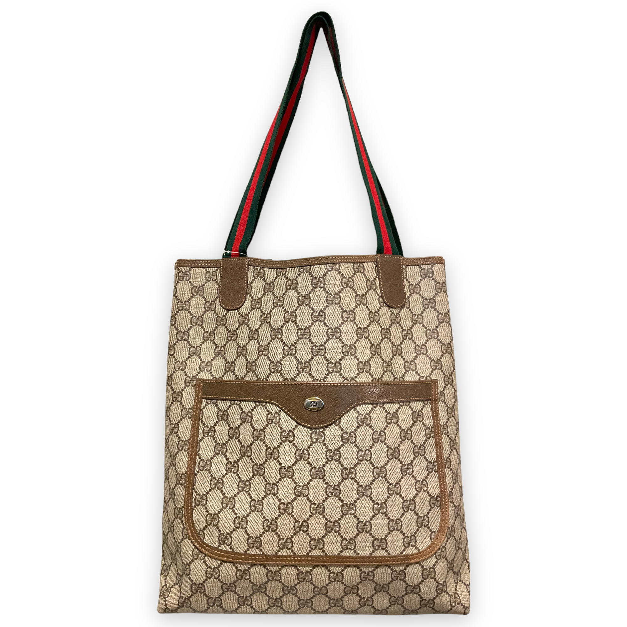 GUCCI GG Supreme Sherry Line Web Vertical Tote