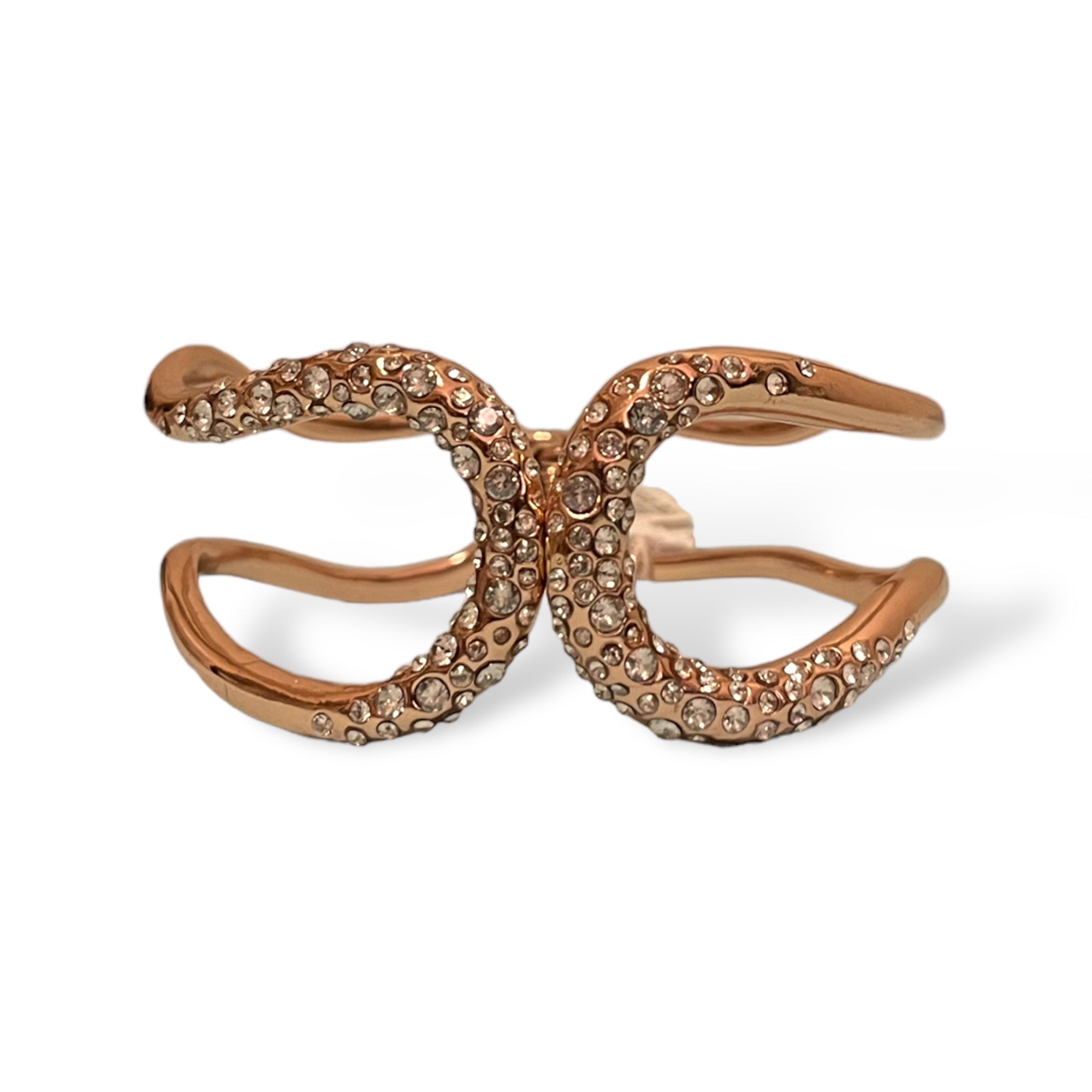 ALEXIS BITTAR Crystal Encrusted 18k Rose Gold Plated Cuff