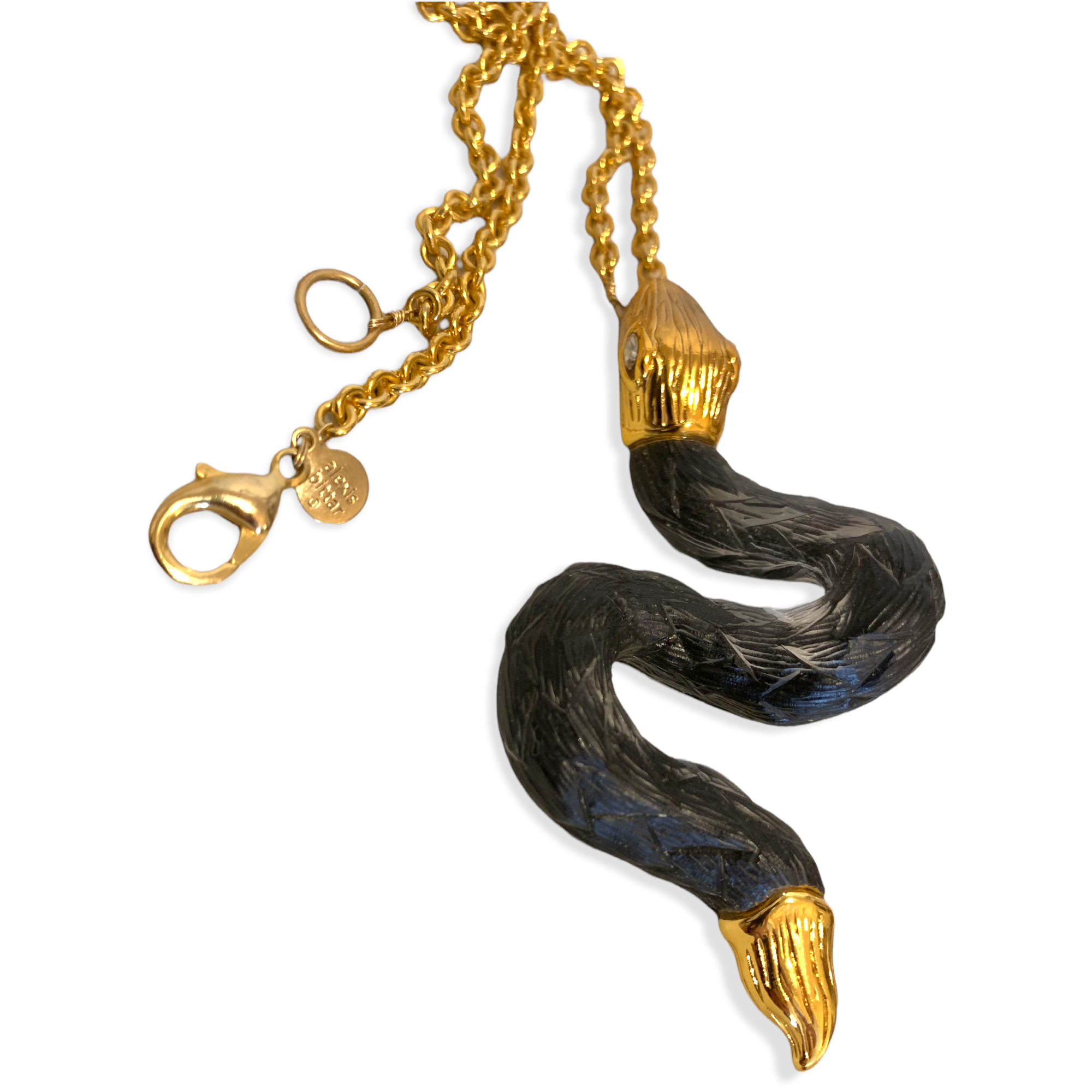 Alexis Bittar Alexandria Large Lucite Snake pendant Necklace & Matching Alexandria Snake Hoop Earring
