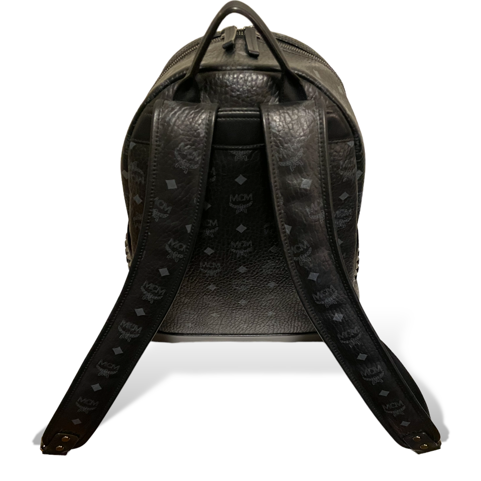 Men’s MCM Blk/Gry Monogram Stark Side Studs Backpack in Visetos |Size: 42.5cm|
