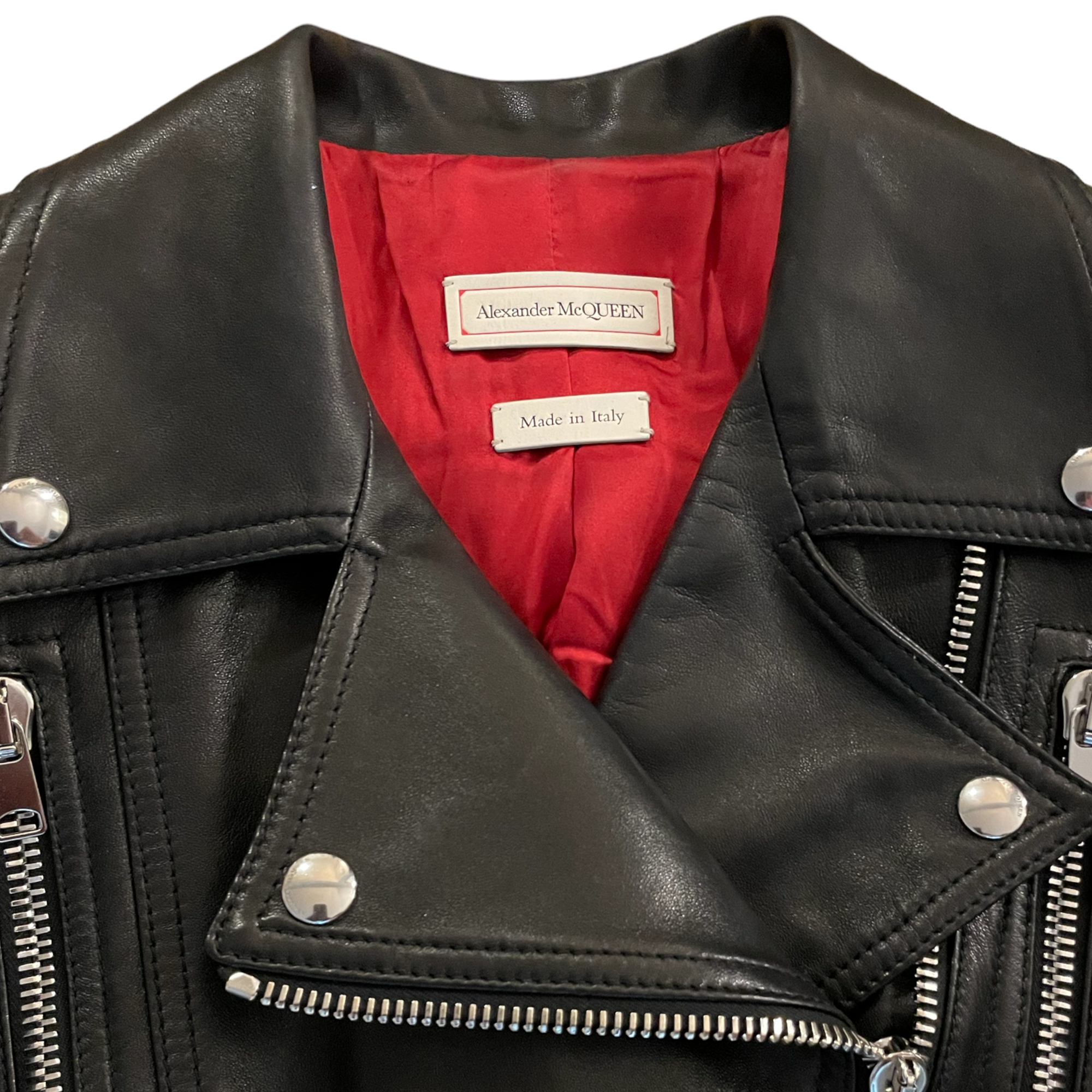 ALEXANDER MCQUEEN Two Tone Leather STUNNING Peplum Biker Jacket