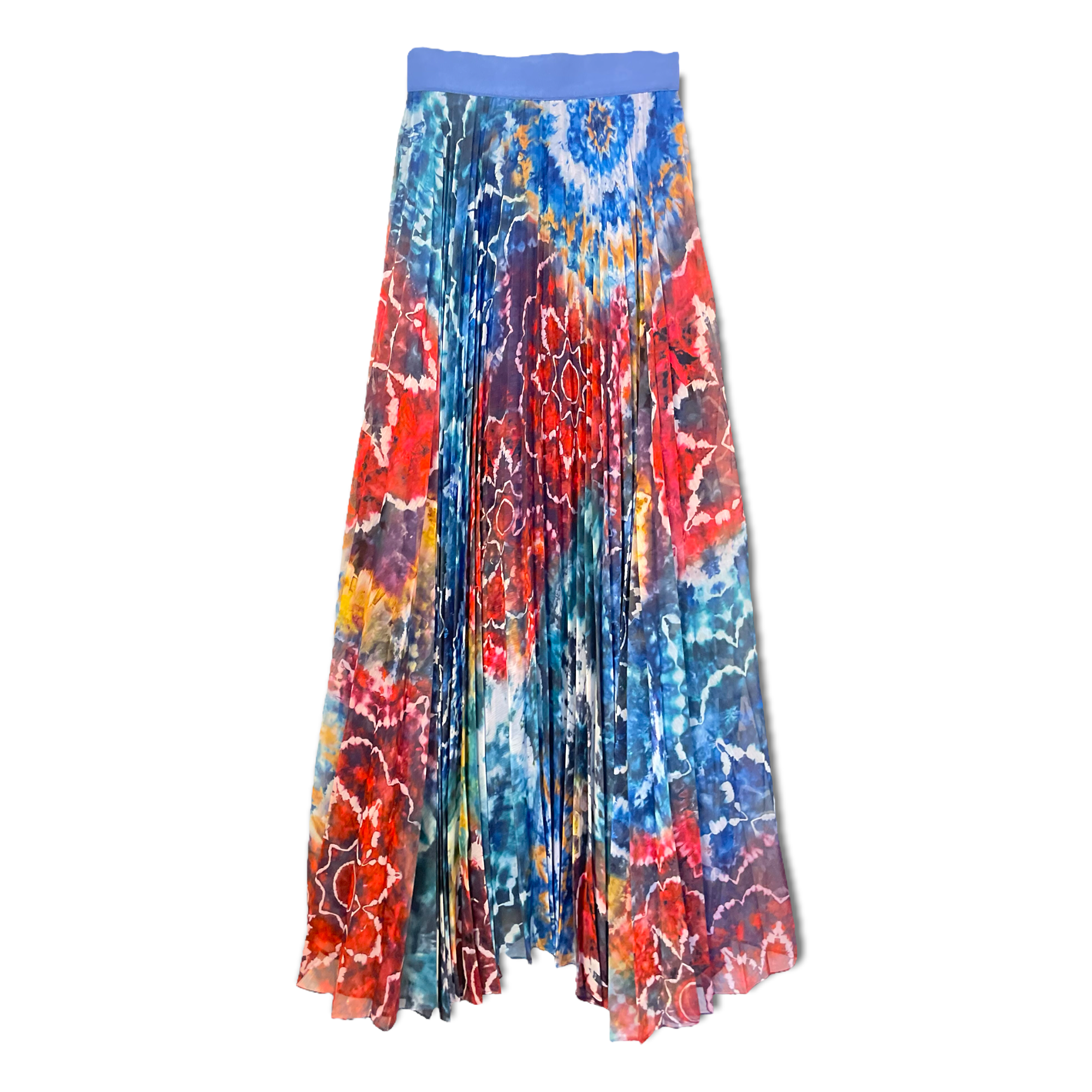 ALICE + OLIVIA Tye-Dye Kaleidoscope Print Long Pleated Maxi Skirt w/ Tags