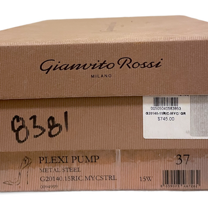 Gianvito Rossi Silver/Grey Leather, Suede and PVC Plexi Pumps - photo 7 of 12