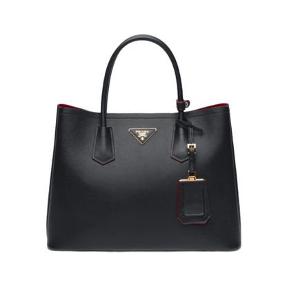 Black Fiery Red Saffiano Leather Double Prada Bag (Sold Out IN Stores) - photo 2 of 17