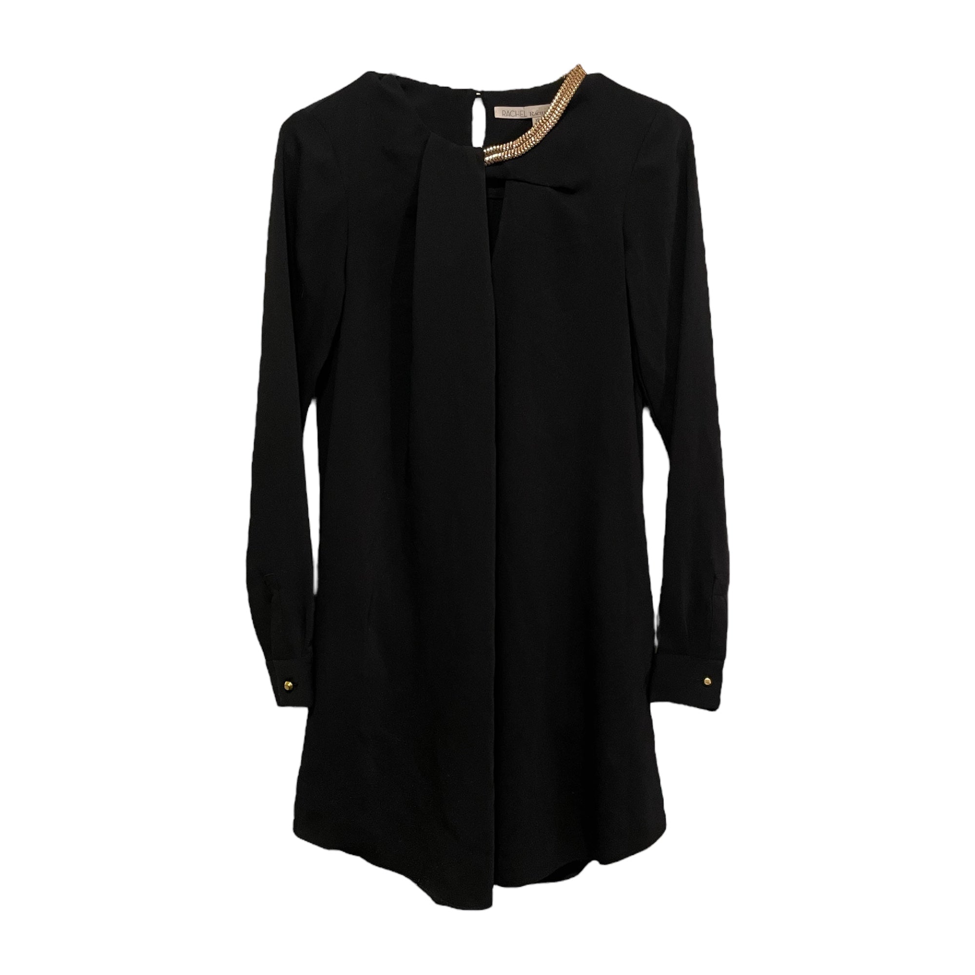 RACHEL Rachel Roy Black Long Sleeve Dress/Top with Gold Neckline Accent & Pockets |Size:XS|