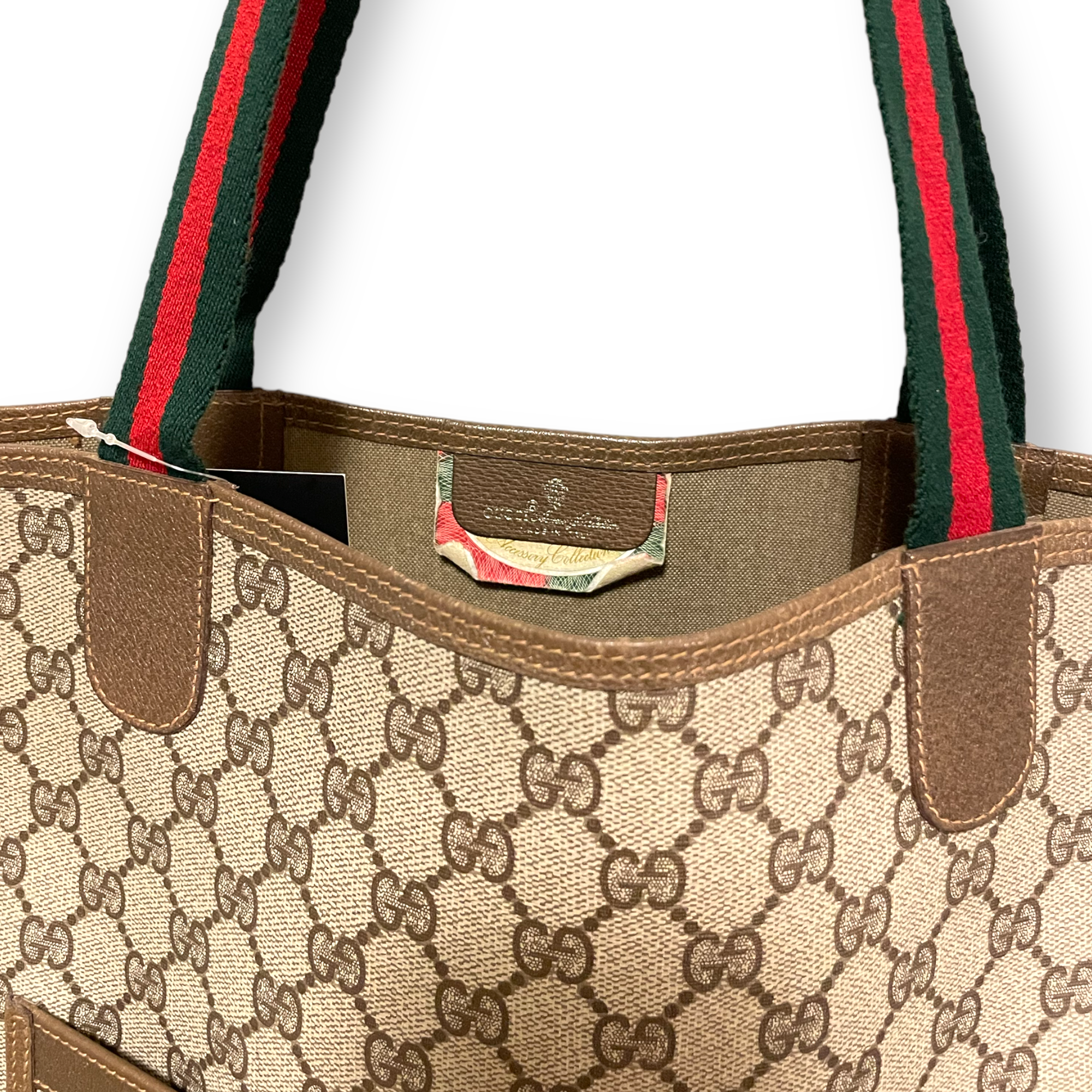 GUCCI GG Supreme Sherry Line Web Vertical Tote