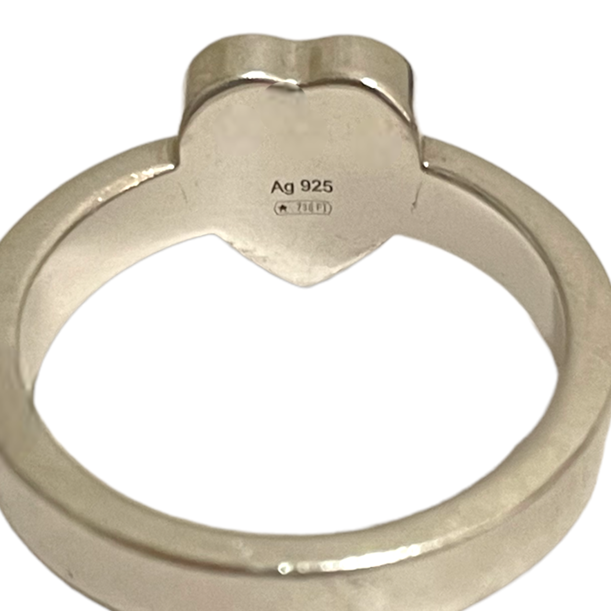 GUCCI Sterling Silver Trademark ring with heart pendant  | Size: GUCCI: 16/ US 7.5 |