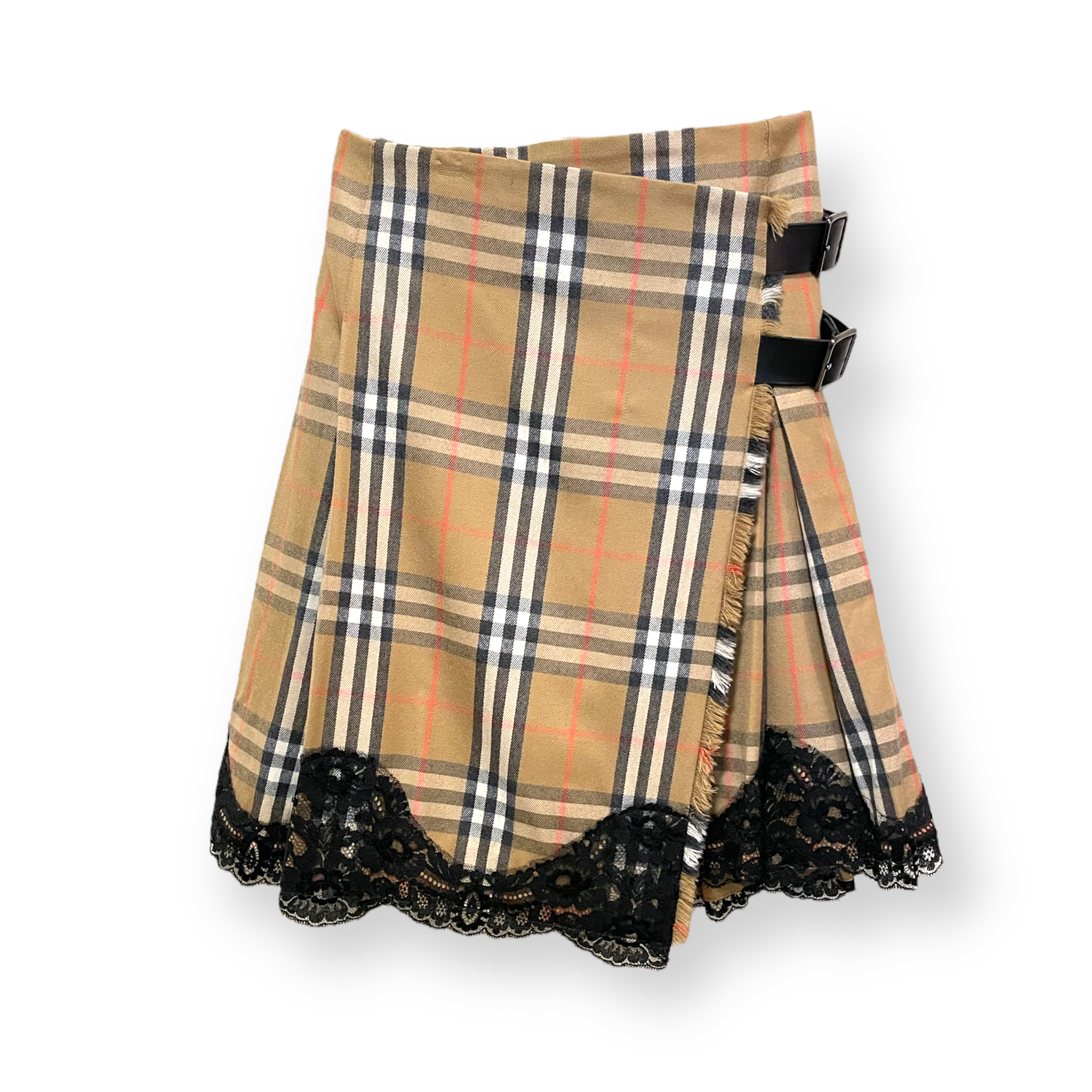 BURBERRY LONDON Brown Beige London Nova Check Plaid Wool Skirt