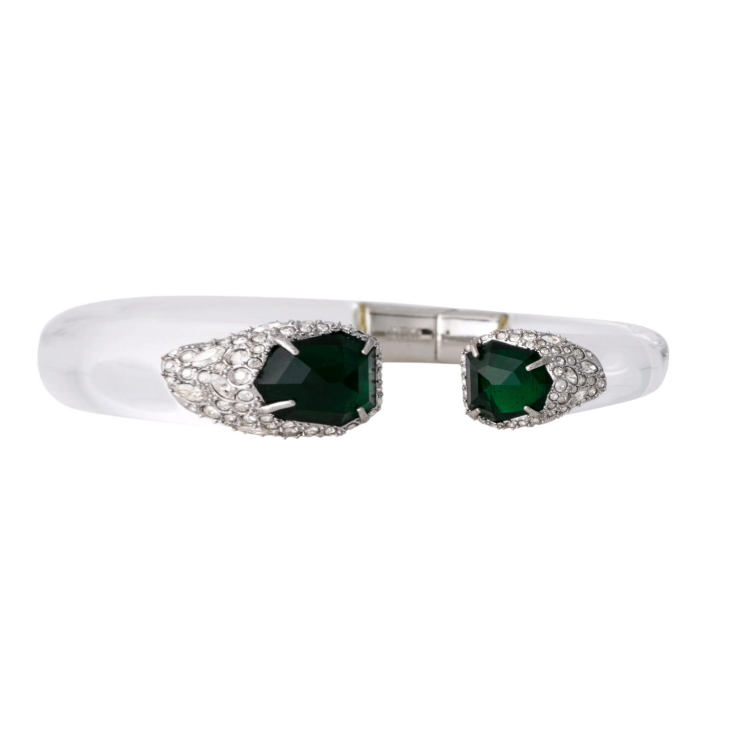 ALEXIS BITTAR Emerald Green, Crystal & Clear Resin Hinge Cuff