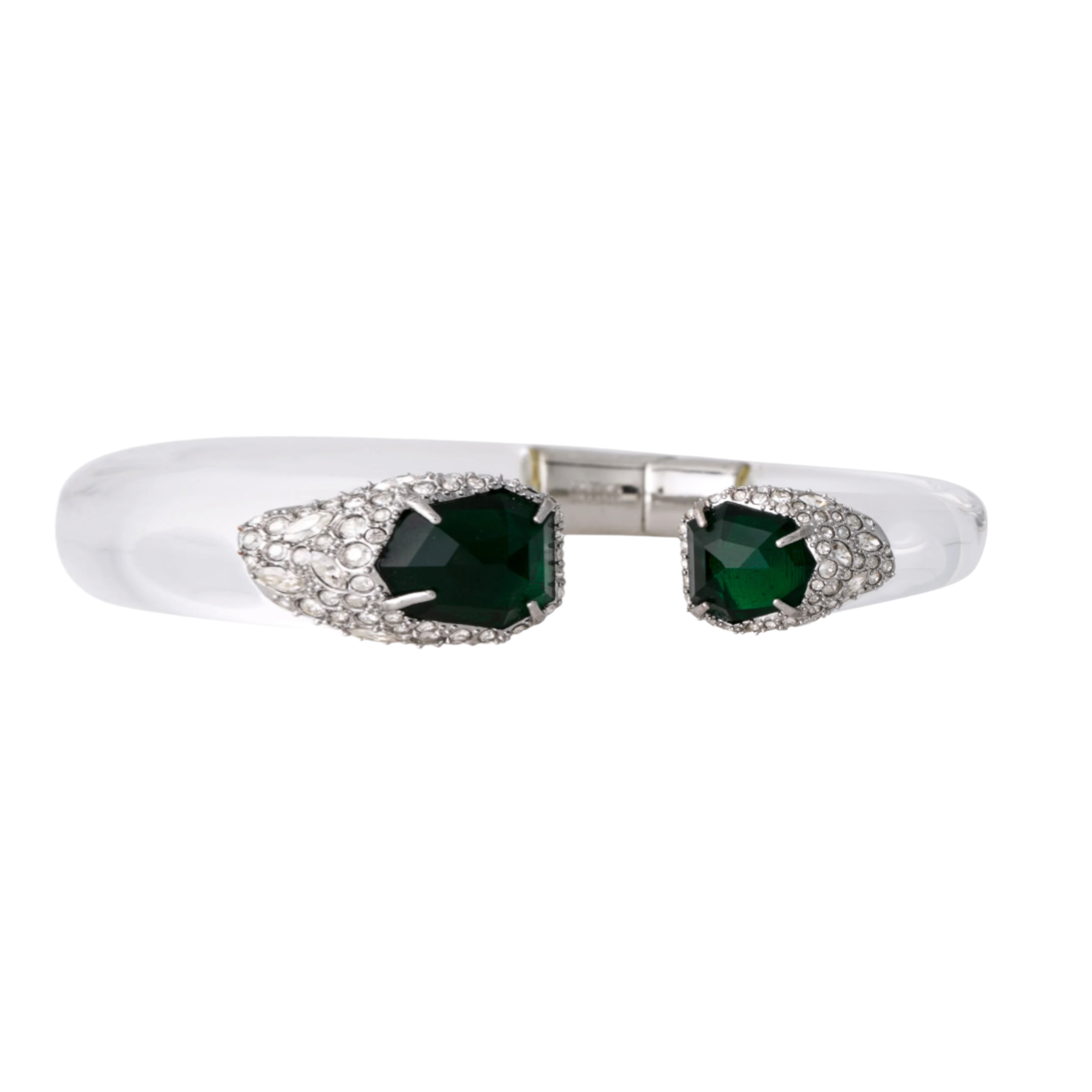 ALEXIS BITTAR Emerald Green, Crystal & Clear Resin Hinge Cuff