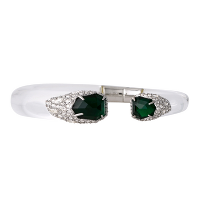 Alexis Bittar Emerald Green, Crystal & Clear Resin Hinge Cuff - photo 4 of 11