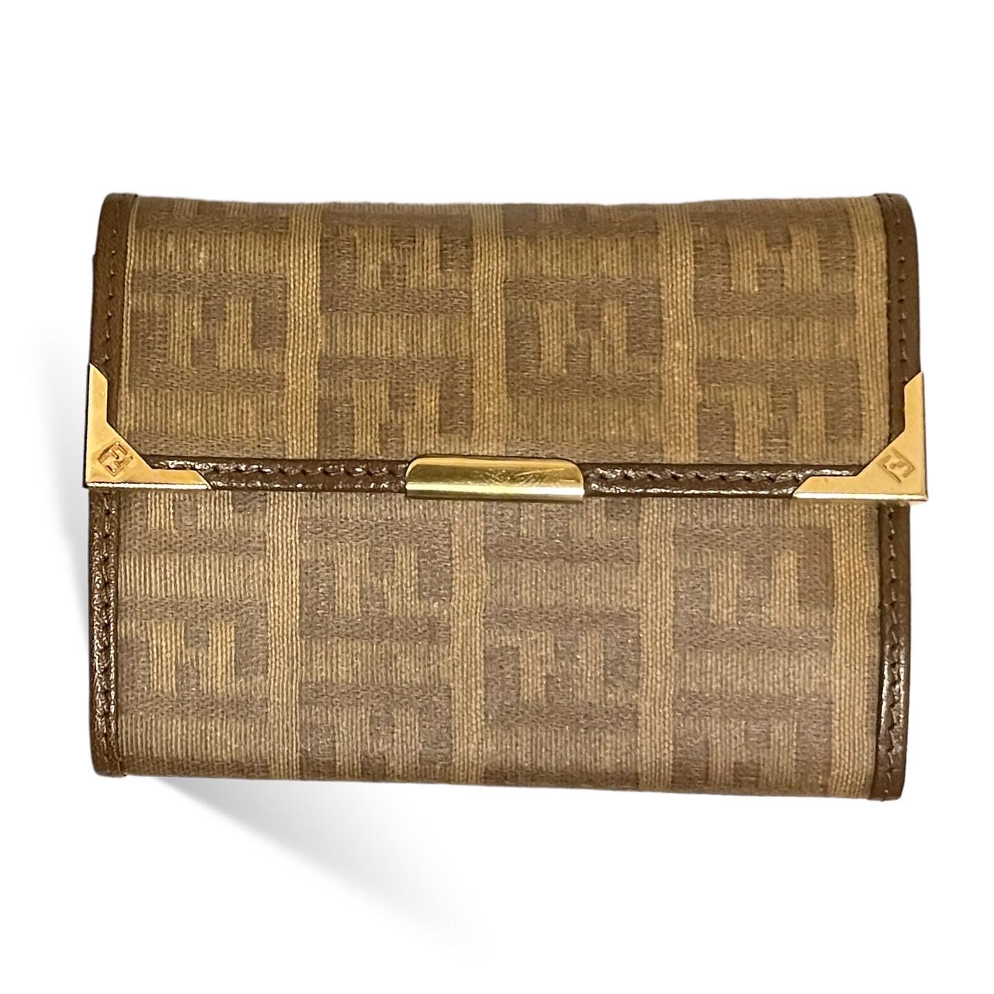 FENDI Vintage Zucchino FF Logo Monogram Coated Canvas Tri-Fold Address/Notebook