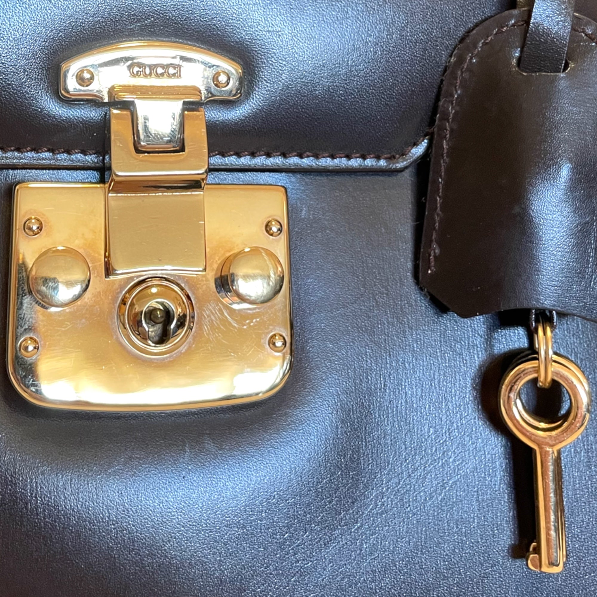 GUCCI Lady Lock Leather 2-Way Vintage Handbag