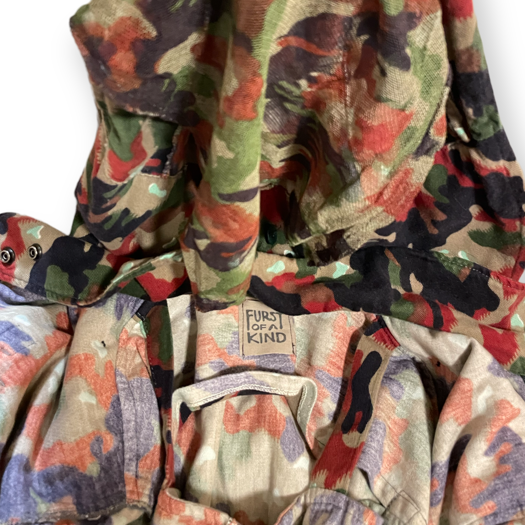 FURST OF A KIND Reworked Oversized Camouflage Multiple Pocket Utility Jacket O/S