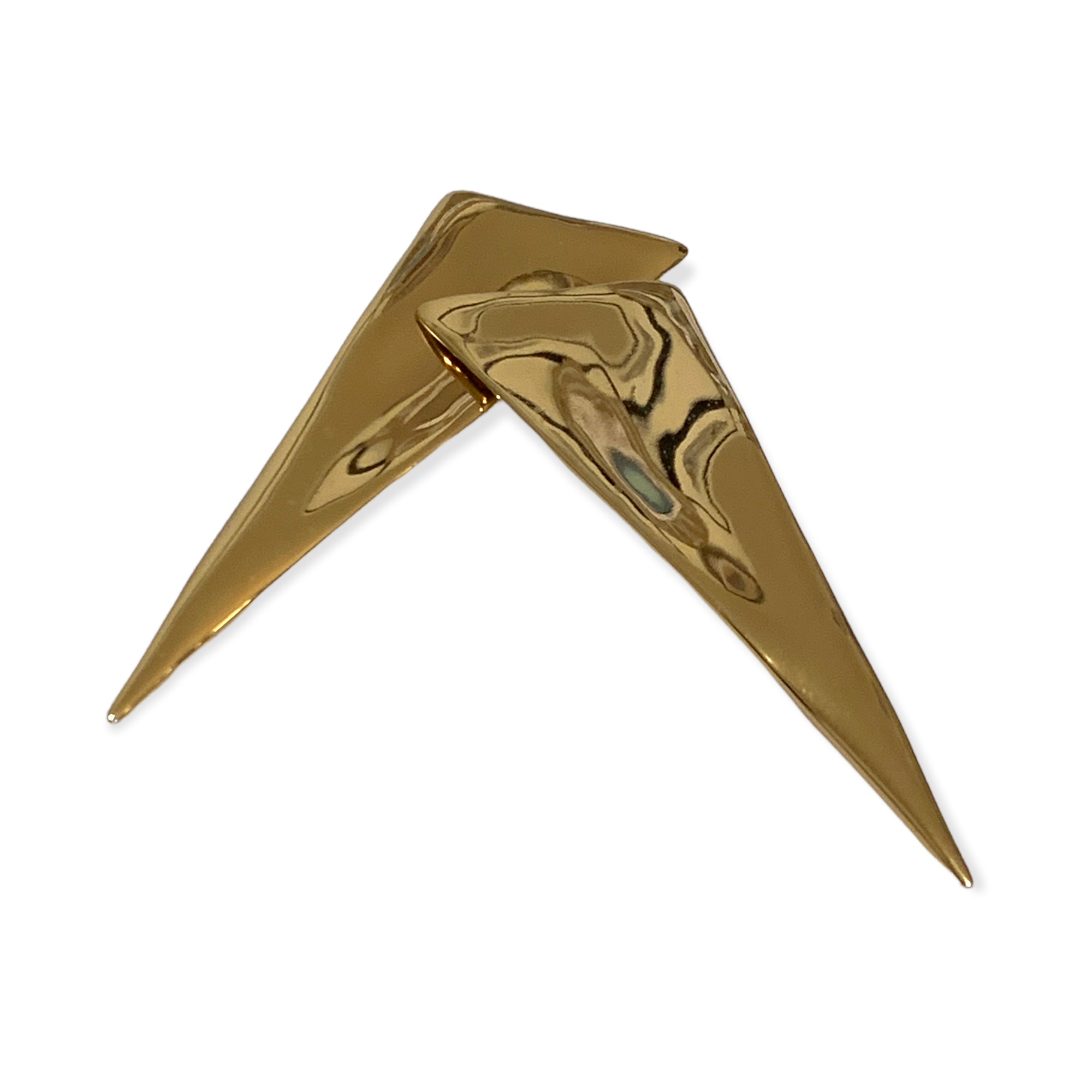 Alexis Bittar Reversible Gold Tone Triangular Earrings with Stud Back