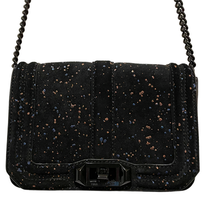 Rebecca Minkoff Black Hardware & Suede Crossbody Bag with Cobalt Blue & Rose Gold Splatter - photo 5 of 11