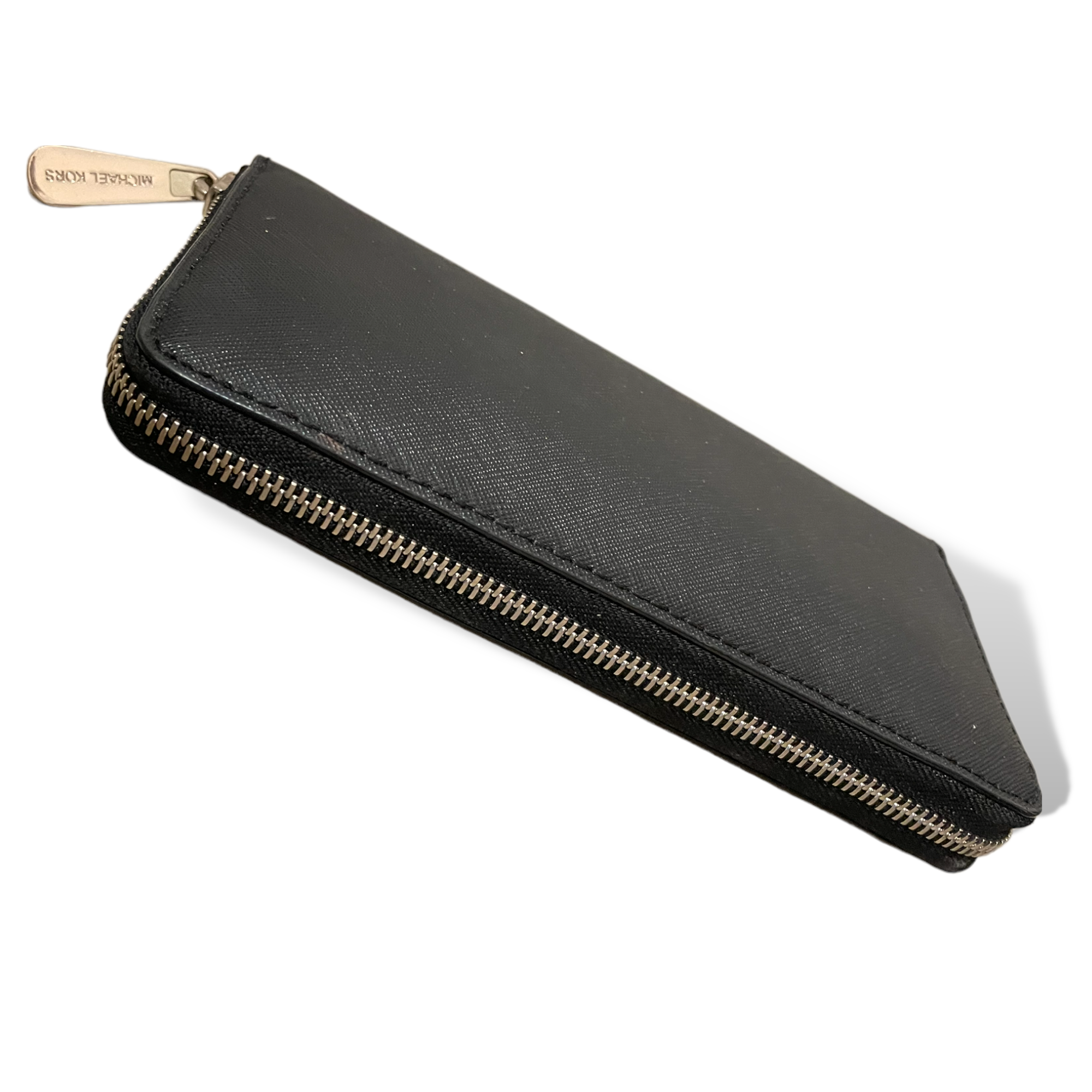 Michael Kors Black Saffiano Leather Zip Around Continental Wallet