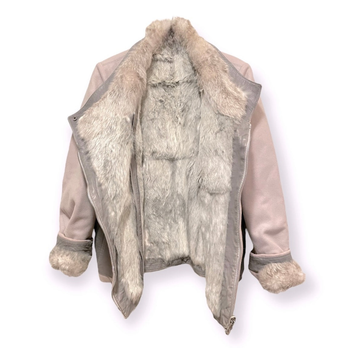 HELMUT LANG Reversible Wool & Fur Jacket with Lamb leather Accents |Size: Small|