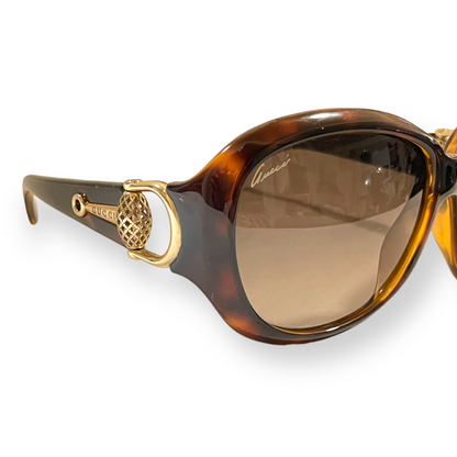 Oversized Gucci Tortoise Frames with classic gold tone Horse-bit Design - photo 4 of 11